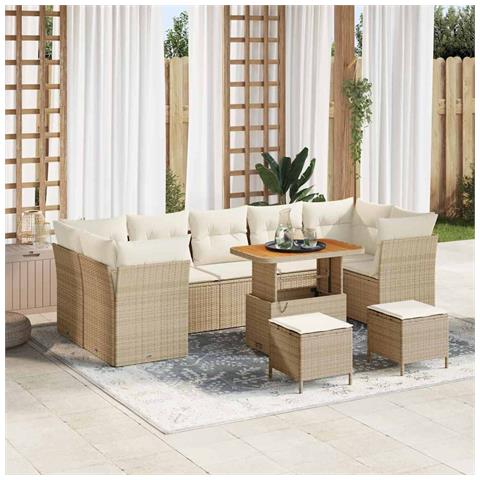 Set Divano da Giardino 10 pcs beige e panna 90 x 55 x 71 cm - Foto 2
