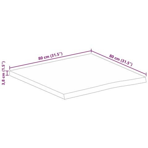 Piano Tavolo Bordi Vivi 80x80x3,8 cm in Legno Massello di Mango - Foto 9