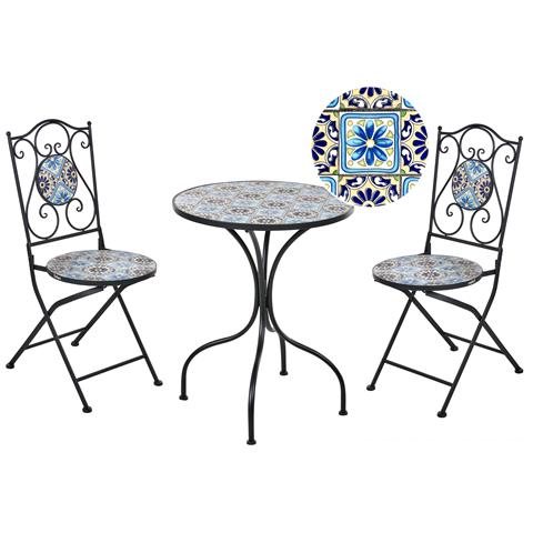 Set Bistrot Pieghevole Aggius Metallo Nero - Foto 2