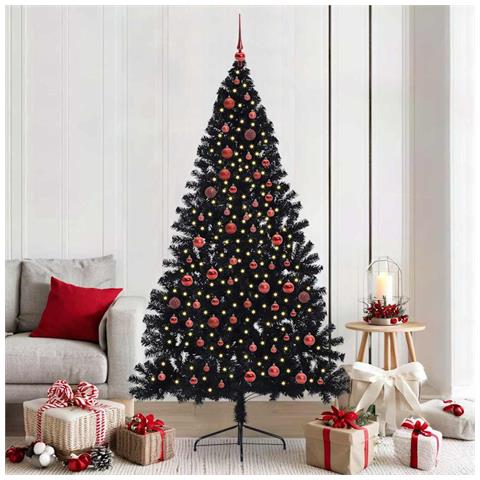 Albero di Natale artificiale con luci integrate Nero 210 cm PVC - Foto 2