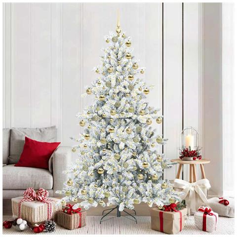 Albero di Natale Artificiale con Rami Pieghevoli Bianco 180 cm - Foto 2