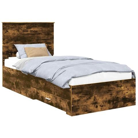 Struttura del letto Rovere fumé 90 x 200 cm Legno multistrato - Foto 1