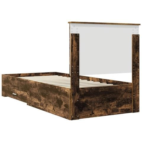 Struttura del letto Rovere fumé 90 x 200 cm Legno multistrato - Foto 9
