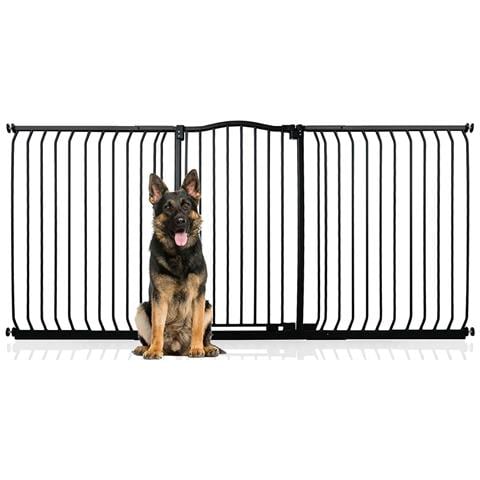Bettacare Cancelletto Per Cani Extra Alto Con Parte Superiore Incurvata, 197cm - 206cm, Nero Opaco, Extra Alto Con 100cm Di Altezza - Foto 1