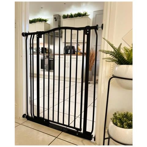 Bettacare Cancelletto Per Cani Extra Alto Con Parte Superiore Incurvata, 197cm - 206cm, Nero Opaco, Extra Alto Con 100cm Di Altezza - Foto 2