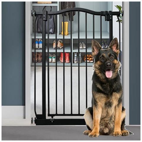 Bettacare Cancelletto Per Cani Extra Alto Con Parte Superiore Incurvata, 197cm - 206cm, Nero Opaco, Extra Alto Con 100cm Di Altezza - Foto 4