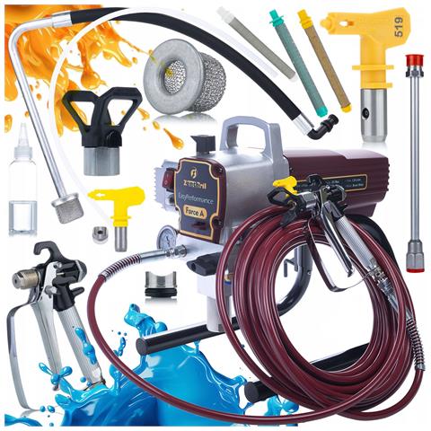 Agitatore Di Vernice Zenthril Force A 1500w 20mpa 0,019"" 1,8l /min - Set Easyperformance Con Ugello 519 E Filtri 30, 60, 100 - Foto 1