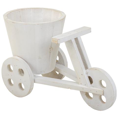 Portavaso Bici In Legno Bianco 24x14x19,5h - Foto 1