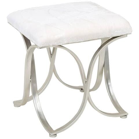 Sgabello Imbottita In Metallo Argento 41x41x47h - Foto 1