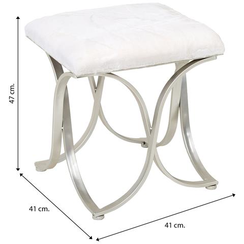 Sgabello Imbottita In Metallo Argento 41x41x47h - Foto 6