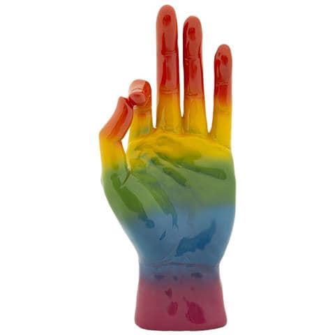 Scultura Mano Rainbow Ok In Resina Arcobaleno - Foto 1