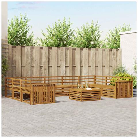 Set divani 10 pcs Naturale Legno di Acacia Massello - Foto 2