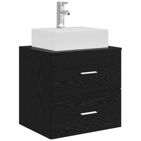 Mobile Lavabo da Parete Rovere Nero 49,5 x 41 x 62,5 cm - Foto 1