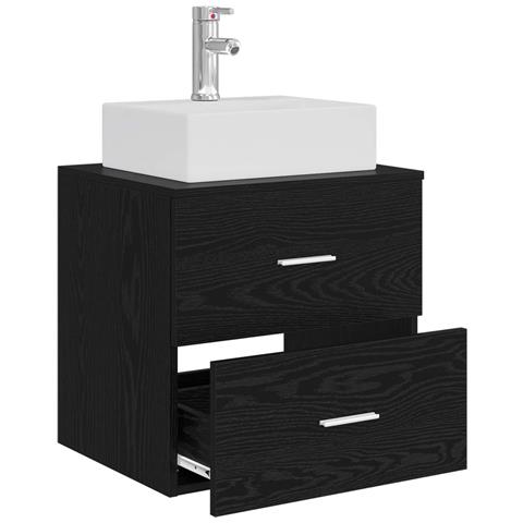 Mobile Lavabo da Parete Rovere Nero 49,5 x 41 x 62,5 cm - Foto 2