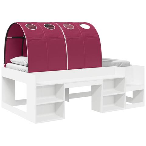 Letto con Tunnel 4 pcs Bianco e Rosso Legno ingegnerizzato - Foto 1