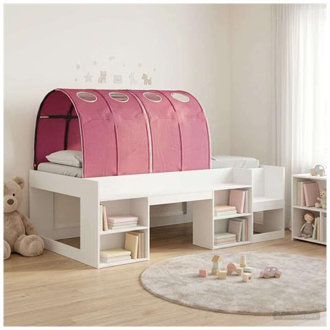 Letto con Tunnel 4 pcs Bianco e Rosso Legno ingegnerizzato - Foto 2