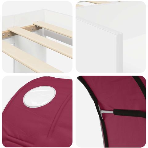 Letto con Tunnel 4 pcs Bianco e Rosso Legno ingegnerizzato - Foto 9