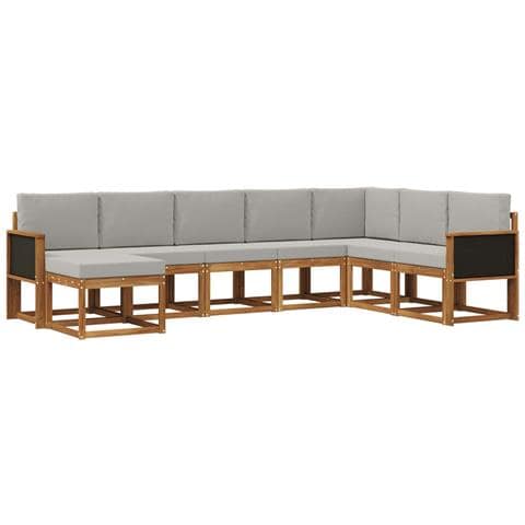 Set di divani da esterno 8 pcs Naturale e Grigio Chiaro - Foto 1