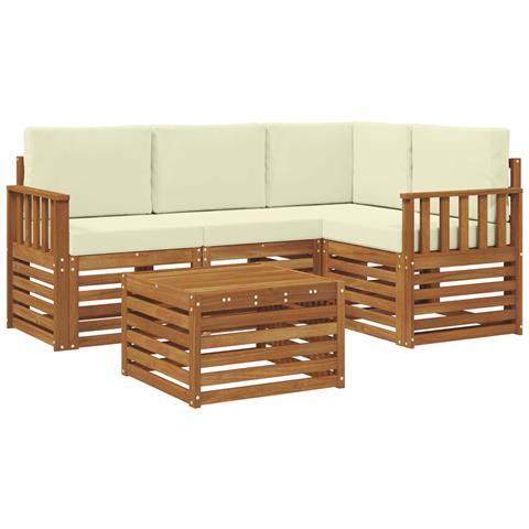 Set di divani da esterno con cuscino 5 pcs Naturale e Crema - Foto 1