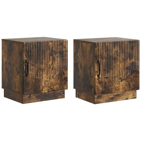 Comodino 2 pcs Rovere Fumo 43 x 34,5 x 47 cm - Foto 1