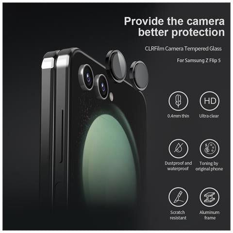 Pellicola Protettiva per Samsung Galaxy Z Flip 5G Lens - Vetro Temperato, Alluminio - Foto 2