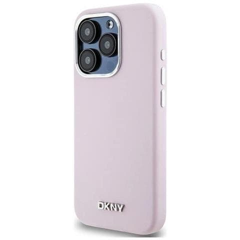 Dkny ""liquid Silicone"" Custodia Magsafe Per Iphone 15 Pro - Rosa Con Piccolo Logo Metallico - Foto 1