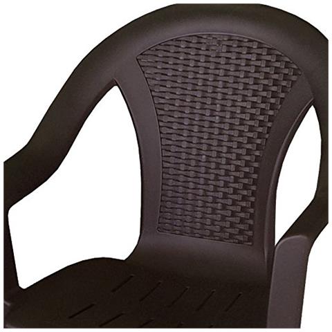 Sedia da Giardino in Polipropilene Modello Ischia Effetto Rattan cm 54x56x81 H Colore Marrone - Foto 2