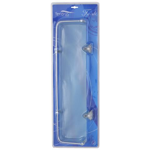 Mensola cromo / vetro satinato 50 cm con piastrine in acciaio antiruggine - Foto 2