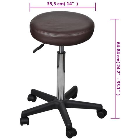 Sgabelli Da Ufficio 2 Pz Marroni 35,5x98 Cm In Similpelle - Foto 2
