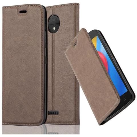 Custodia Compatibile Con Motorola Moto C In Bruno Caffè - Coperchio Protettiva Con Chiusura Magnetica, Funzione Stand E Tasca Per Le Carte - Foto 1