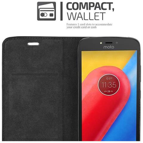 Custodia Compatibile Con Motorola Moto C In Bruno Caffè - Coperchio Protettiva Con Chiusura Magnetica, Funzione Stand E Tasca Per Le Carte - Foto 5