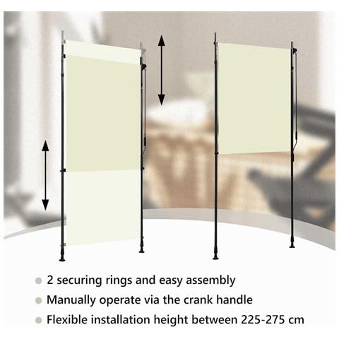 Tenda a Rullo per Esterni 100x270 cm Crema - Foto 9