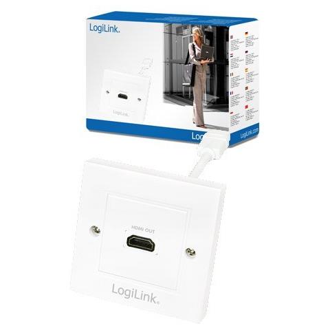 LogiLink HDMI-Wanddose Für 4K – Inkl. Adapterkabel, High Speed With Ethernet