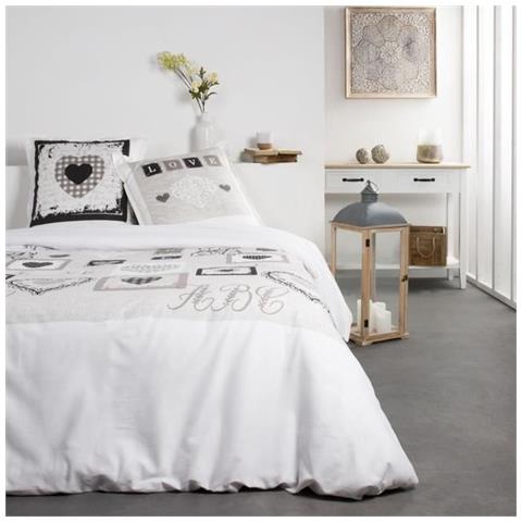 Completo Letto 2 Persone In Cotone - 240x260 Cm - Stampa Eden White - Foto 1