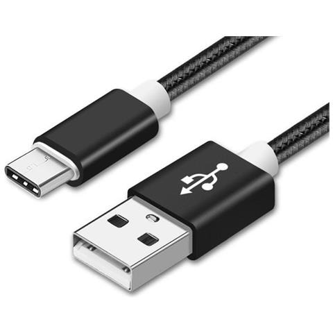Cavo di Ricarica Rapida 2A USB di Tipo C 1m Nylon - Nero - Foto 1