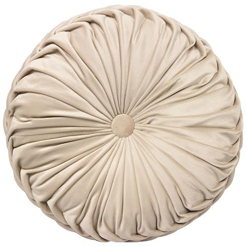 Cuscino Arredo Imbottito In Velluto Rotondo A Pieghe Plissettato Colore Beige Atelier In Tinta Unita Pieghettato - Foto 1