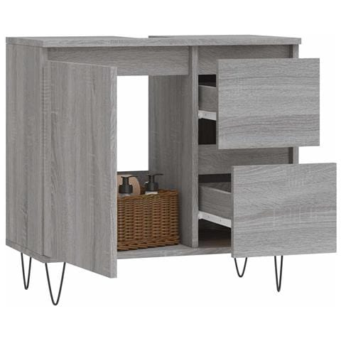 Armadietto Bagno Grigio Sonoma 65x33x60 Cm In Legno Multistrato - Foto 2
