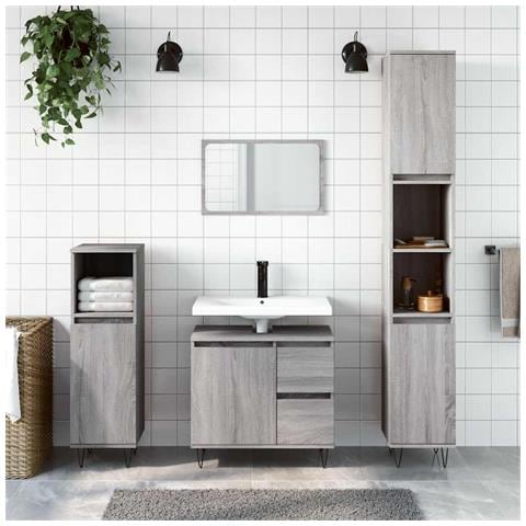 Armadietto Bagno Grigio Sonoma 65x33x60 Cm In Legno Multistrato - Foto 10