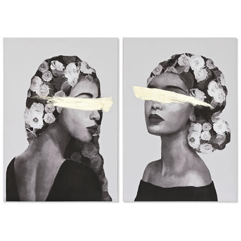 Quadro Home Esprit Donna Dorato Moderno 70 X 3,7 X 100 Cm (2 Unità) - Foto 1