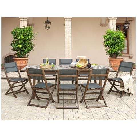 Set Da Giardino In Legno Di Acacia Scuro 8 Persone Cesana - Foto 1