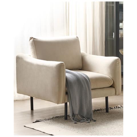 Poltrona Velluto Beige Chiaro Vinterbro - Foto 1