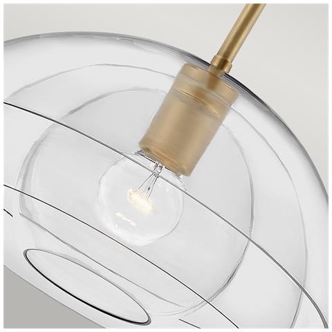 Sospensione Contemporanea Lotus Acciaio Ottone Antico Vetro 1 Luce E27 - Foto 2