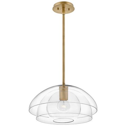 Sospensione Contemporanea Lotus Acciaio Ottone Antico Vetro 1 Luce E27 - Foto 1