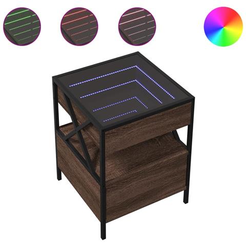 Tavolino Da Salotto Con Led Infinity Rovere Marrone 40x40x51 Cm - Foto 2