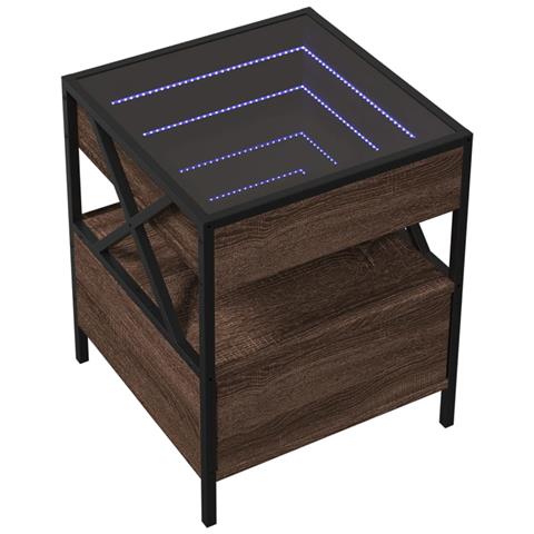 Tavolino Da Salotto Con Led Infinity Rovere Marrone 40x40x51 Cm - Foto 3
