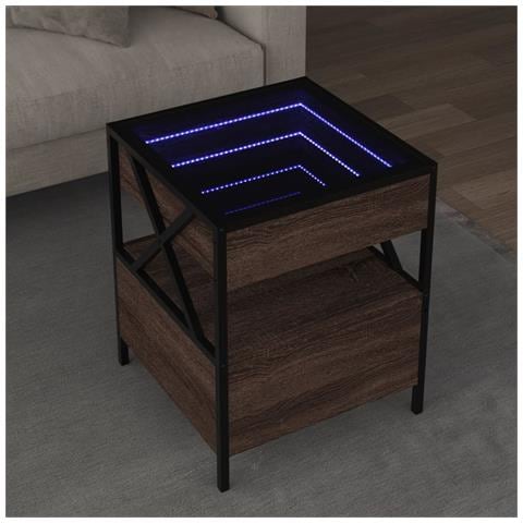 Tavolino Da Salotto Con Led Infinity Rovere Marrone 40x40x51 Cm - Foto 1