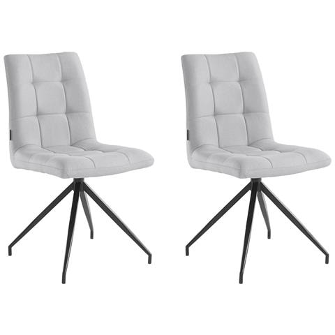 Gina Set Di 2 Sedie Da Pranzo Imbottite In Tessuto Grigio Chiaro Con Gambe In Metallo Nero - Foto 1