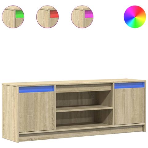 Mobile Porta Tv Con Led Rovere Sonoma 139,5x34x50 Cm Truciolato - Foto 2
