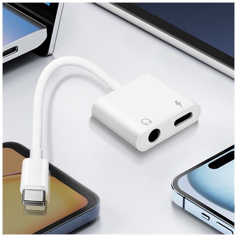 Adattatore Da Usb-c Verso Audio Jack 3,5 Mm + Ricarica Usb-c Compatto, Bianco - Foto 5