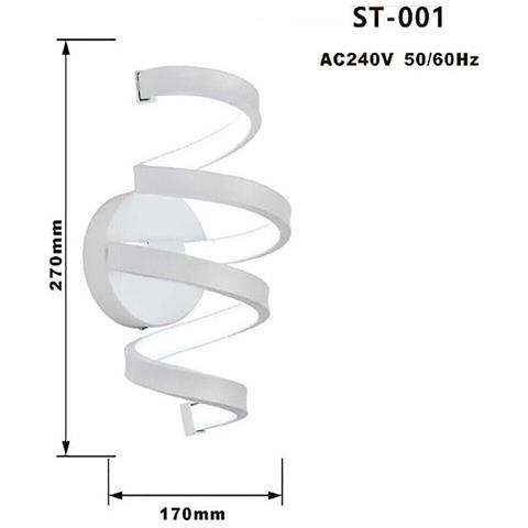 Applique Lampada Interno Moderna Parete Muro Spirale 18w Luce Calda St-001 - Foto 2